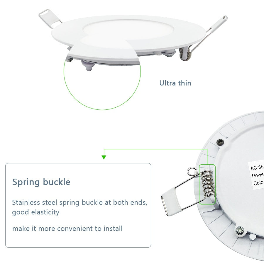 Ultra Thin LED Panel Downlight 3W 6W 9W 12W 15W 18W Round/ Square LED Ceiling Recessed Light AC85-265V LED Panel dimmable lamps