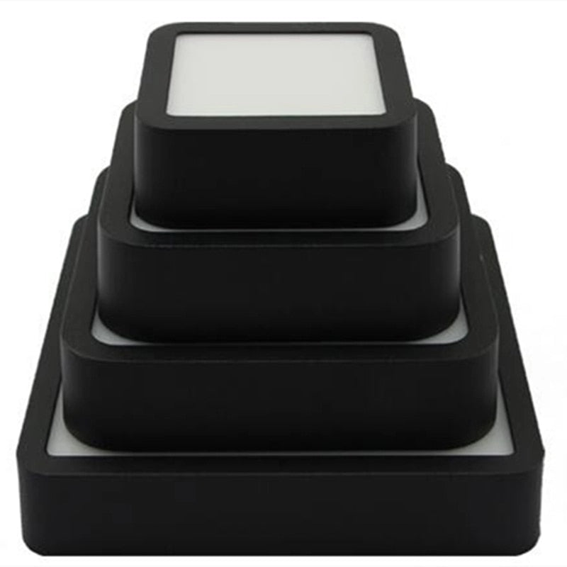 LED Panel Light 1pcs black 6W 9w 12W 18W 24w Surface Mounted LED Ceiling Lights AC85-265V Round Square LED Downlight