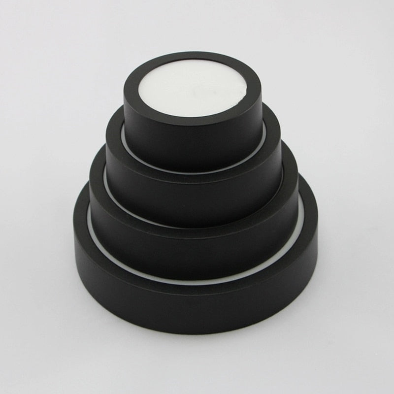 LED Panel Light 1pcs black 6W 9w 12W 18W 24w Surface Mounted LED Ceiling Lights AC85-265V Round Square LED Downlight