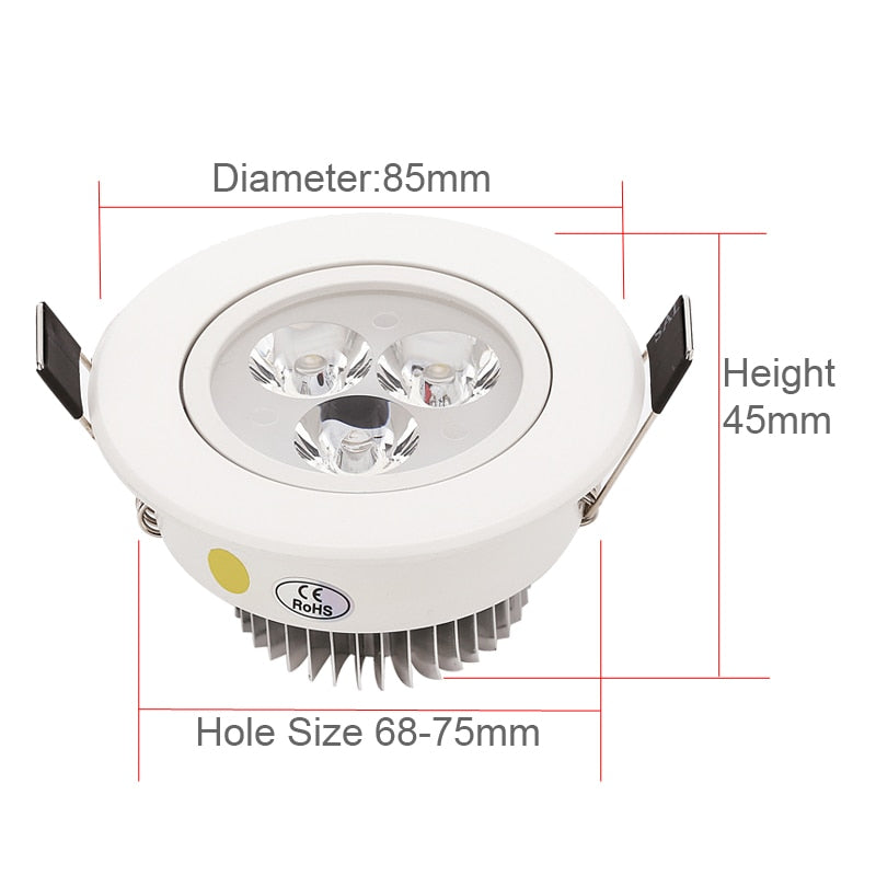 Residential LED Downlight Dimmable 1W 3W 4W 5W 7W Warm Nature Pure White 110V 220V Recessed LED Lamp Spot Light Indoor Lighting