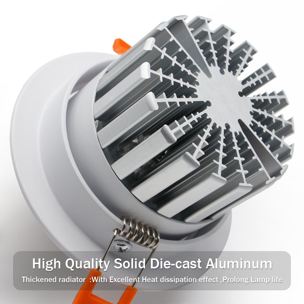 Dimmable LED Recessed Downlight 6W 9W 12W 15W 18W COB Chip LED Ceiling light Spot Lamp White/ Warm white/Natural White