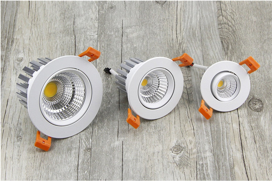 Dimmable LED Recessed Downlight 6W 9W 12W 15W 18W COB Chip LED Ceiling light Spot Lamp White/ Warm white/Natural White