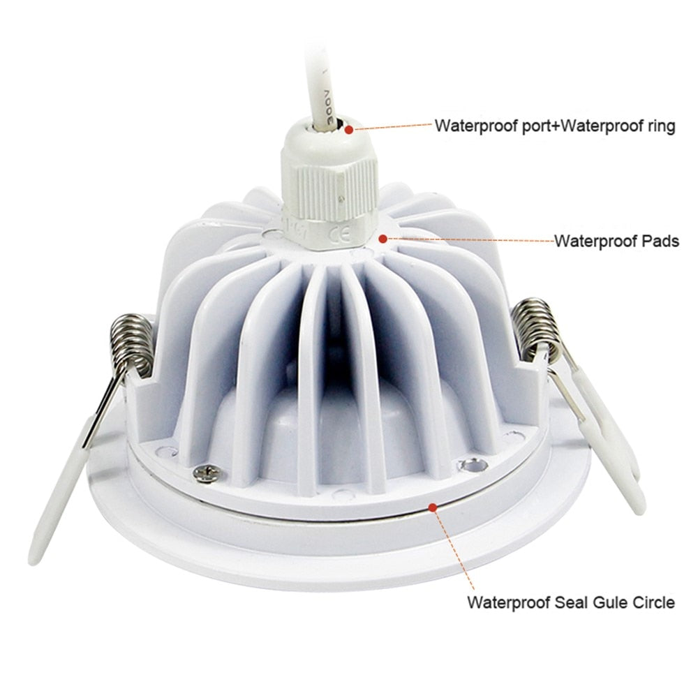 DVOLADOR Waterproof LED Downlight IP65 LED Downlight Spot Light 15W/12W/9W/7W/5W Super Bright AC220V/110V Recessed Ceiling Lamp