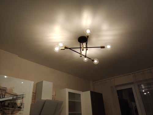 Modern Nordic E27 Black LED Ceiling Chandelier Edison Bulbs Indoor Light Fixtures For Bedroom Living Room Lamp