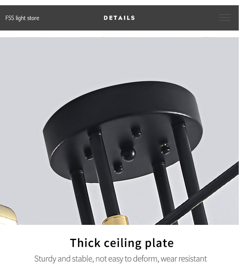 Modern Nordic E27 Black LED Ceiling Chandelier Edison Bulbs Indoor Light Fixtures For Bedroom Living Room Lamp