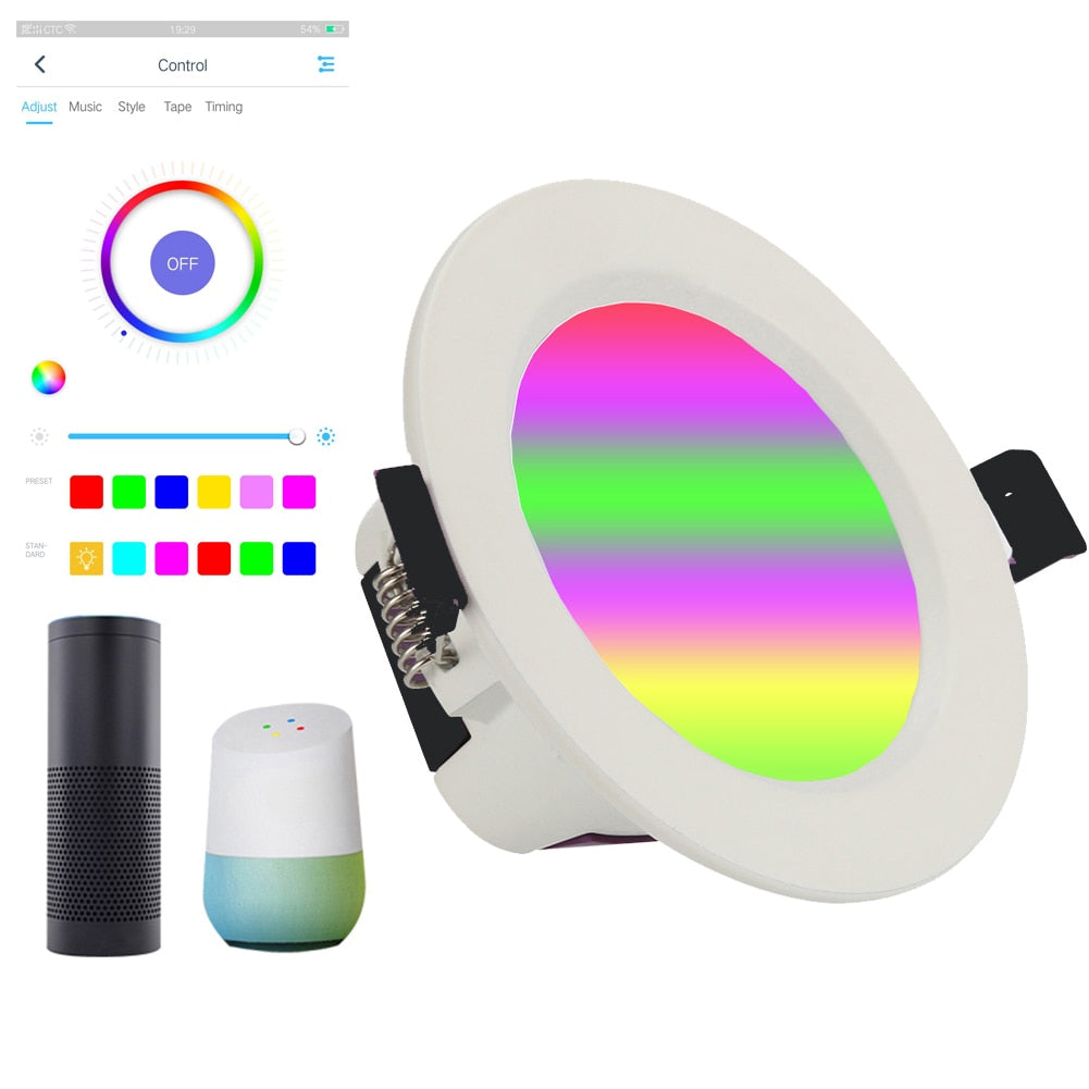 WIFI Smart LED Spot Light Tuya Smart Life Dimmable Downlight 7W RGB Change Warm Cool Ceiling Lamp Work with Alexa Google Home