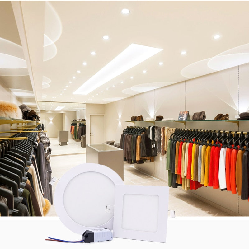 LED Panel Light 3W 4W 6W 9W 15W 18W 24W Square Circular Downlight Recessed Bathroom Ceiling Lamp AC85-265V Warm/Cold White