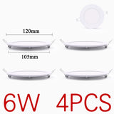 LED Panel Light 3W 4W 6W 9W 15W 18W 24W Square Circular Downlight Recessed Bathroom Ceiling Lamp AC85-265V Warm/Cold White