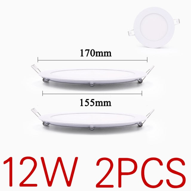LED Panel Light 3W 4W 6W 9W 15W 18W 24W Square Circular Downlight Recessed Bathroom Ceiling Lamp AC85-265V Warm/Cold White