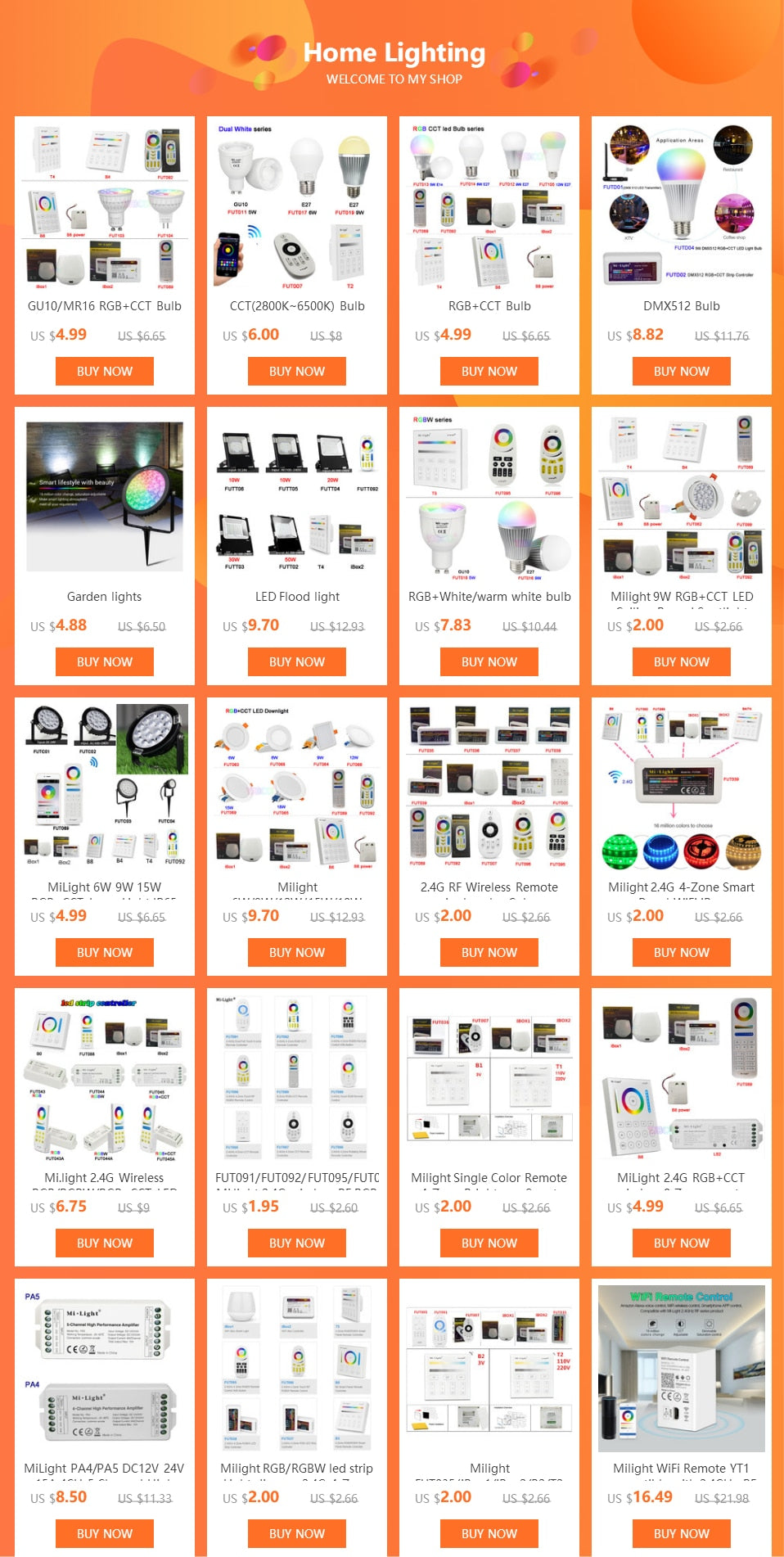 MiBOXER 2.4G 4 Zone 8 Zone wireless Remote RF RGBWW RGB CCT  led Bulb LED downlight switch led strip panel light controller