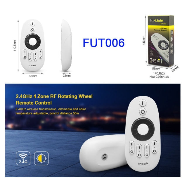 MiBOXER 2.4G 4 Zone 8 Zone wireless Remote RF RGBWW RGB CCT  led Bulb LED downlight switch led strip panel light controller