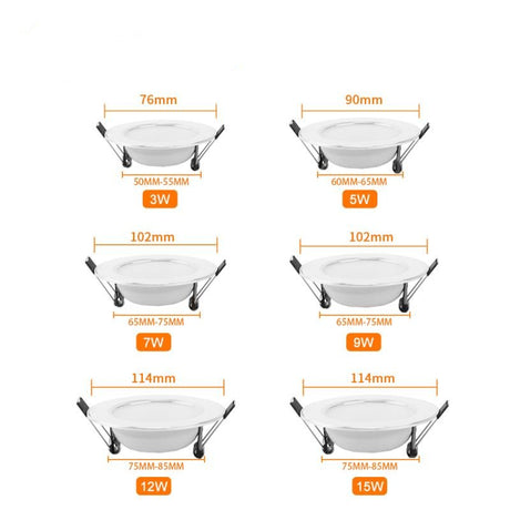 LED Downlight 3W 5W 7W 9W 12W 15W Round Recessed Lamp AC 220V 230V 240V Led Bulb Bedroom Kitchen Indoor LED Spot Lighting