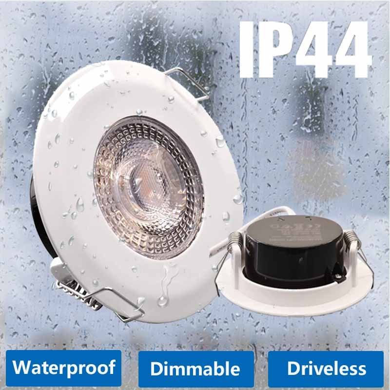 LED Downlight Dimmable 5W Waterproof AC 85-265V Recessed Spot Lamp Round Indoor Bathroom Ultra Thin led lamps Warm Cold  White