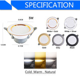 New Downlight 3W 5W ceiling led downlight AC220V six color recessed led downlight Kitchen living room Indoor recessed light spot