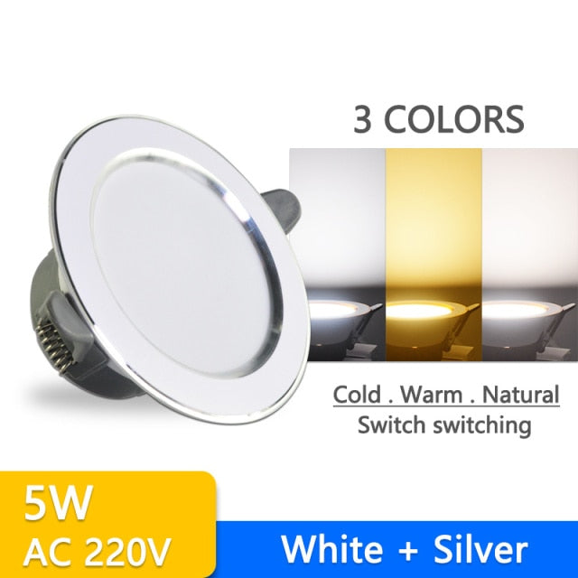 New Downlight 3W 5W ceiling led downlight AC220V six color recessed led downlight Kitchen living room Indoor recessed light spot