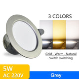 New Downlight 3W 5W ceiling led downlight AC220V six color recessed led downlight Kitchen living room Indoor recessed light spot