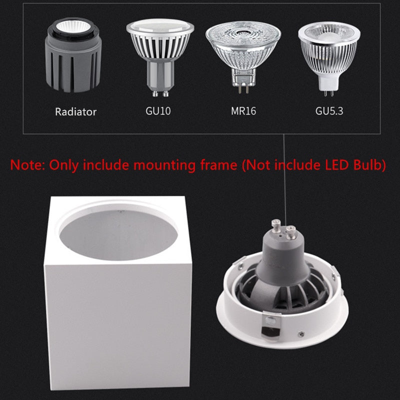 High Quality Surface Mounted Ceiling Lamps Rotating Commercial Lighting Adjustable Frame MR16 GU10 Bulb Fixture Downlight Holder