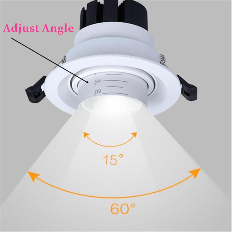 Dimbare Led Ingebed Zoom 15-60 Graden Cob Downlighters 8W 12W 15W 18W 21W 24W Plafondlamp Spot lichten AC110-220V Indoor Verlichti