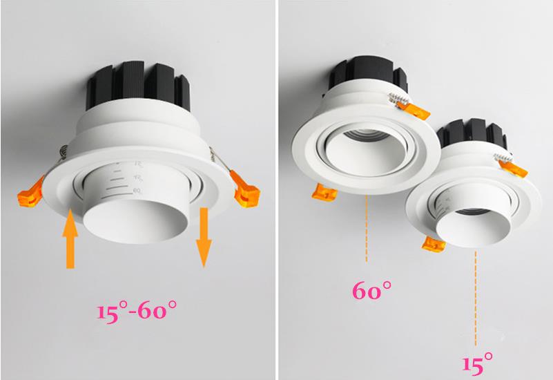 Dimbare Led Ingebed Zoom 15-60 Graden Cob Downlighters 8W 12W 15W 18W 21W 24W Plafondlamp Spot lichten AC110-220V Indoor Verlichti