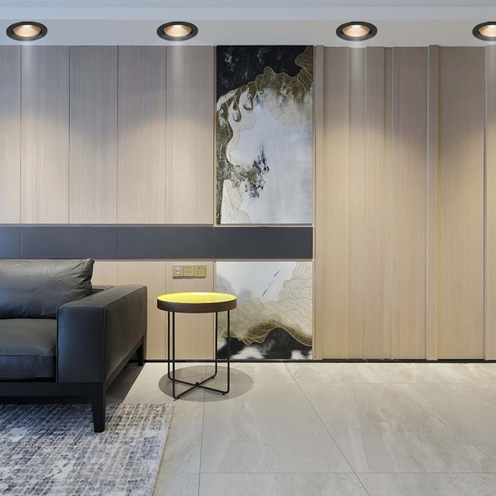 DBF Anti-Glare Ceiling Spot Light 7W 12W 15W 18W Black/White/Gold/Silver Reflector Hotel Wall Washer Dimmable Embedded Downlight