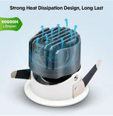 DBF Anti-Glare Ceiling Spot Light 7W 12W 15W 18W Black/White/Gold/Silver Reflector Hotel Wall Washer Dimmable Embedded Downlight