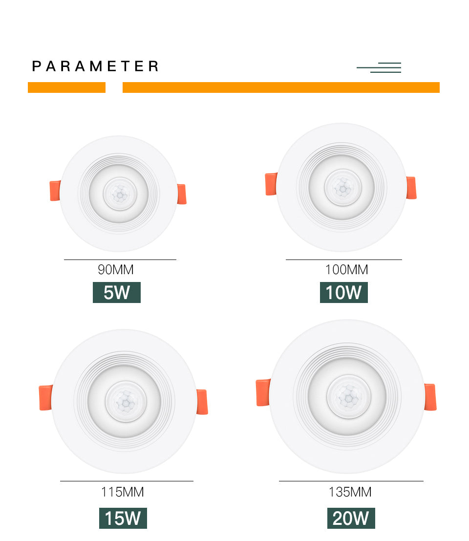 LED Downlight Night Light PIR Sensor Motion Recessed Ceiling Spotlight Lamp 20W 15W 10W 5W For Bathroom Kitchen Indoor Lights