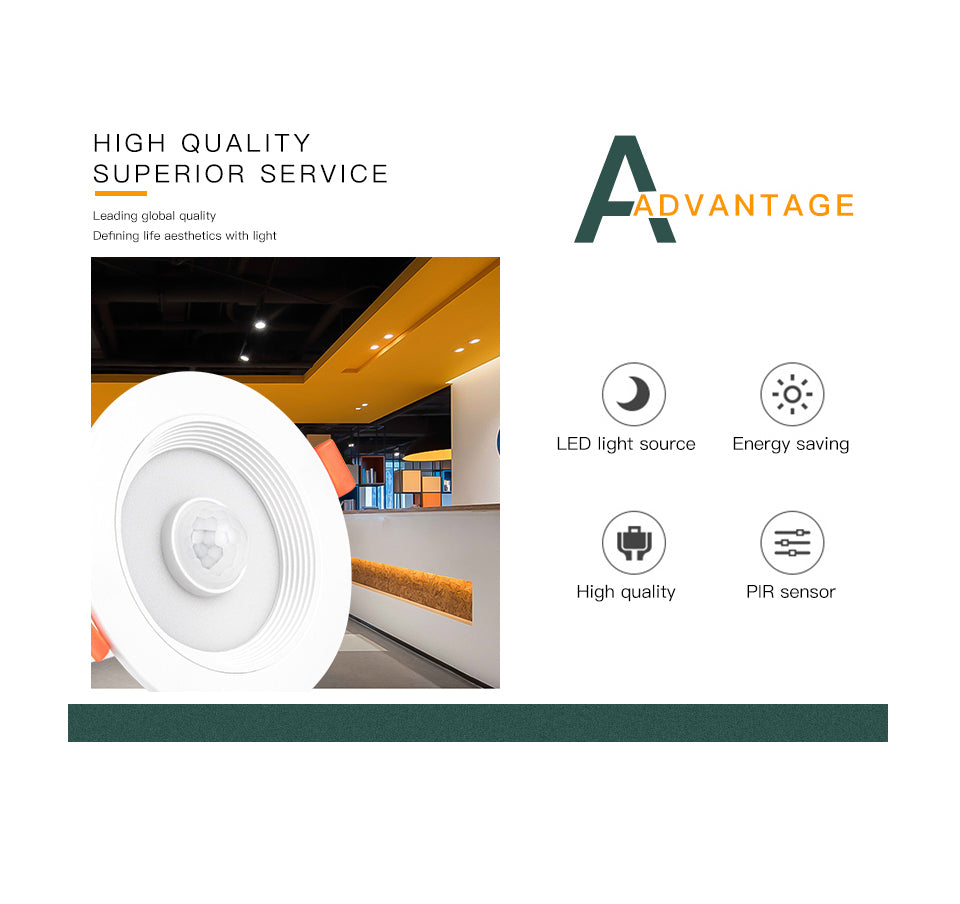 LED Downlight Night Light PIR Sensor Motion Recessed Ceiling Spotlight Lamp 20W 15W 10W 5W For Bathroom Kitchen Indoor Lights