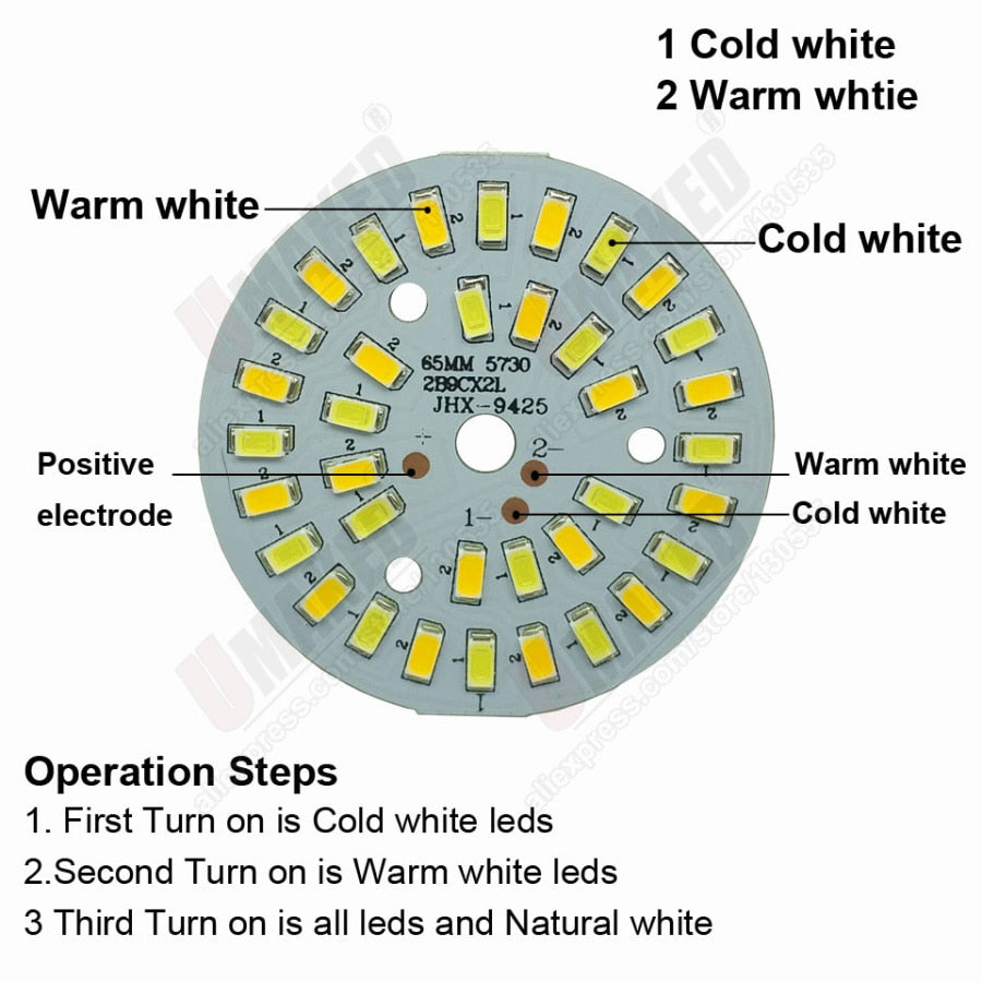 LED bulb dimming PCB board, Mix color aluminum plate base, Switch dimming board for downlight 9W 63mm 3W 5W 7W 9W available
