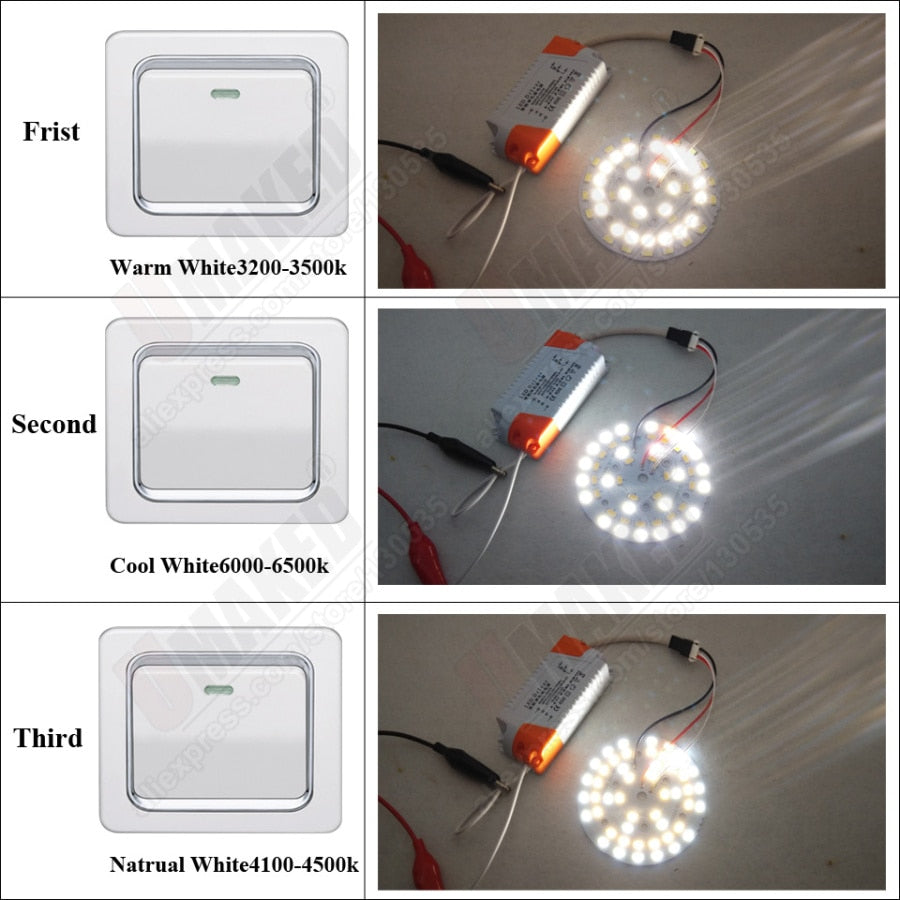LED bulb dimming PCB board, Mix color aluminum plate base, Switch dimming board for downlight 9W 63mm 3W 5W 7W 9W available