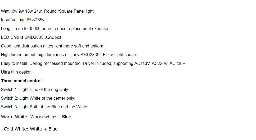 Ultra Thin LED Ceiling Panel Light 6W 9W 16W 24W LED Downlight Round Square Two Color Panel Light Recessed Indoor Spot Light