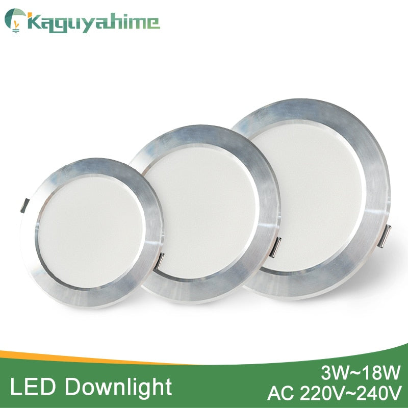Kaguyahime 1pc/4pcs 3W-18W LED Downlight 220V Silver White Ultra Thin Recessed LED Spot Lighting For Kitchen Ceiling Indoor 15W