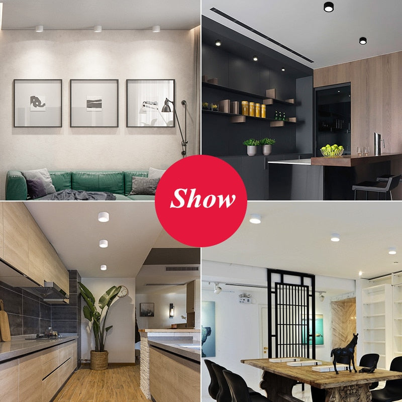 Dimmable LED Downlights 6W 10W 14W 20W COB LED Ceiling Lamp Spot Lights AC85-265V LED Wall Lamp Indoor Lighting White Black