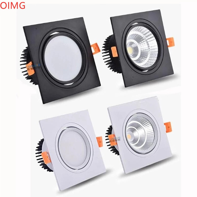 Square Dimmable Ceiling Recessed LED Downlight Ceiling Lamp 4 Types 9W 12W 15W AC85-230V LED COB Spot Light Indoor Lighting