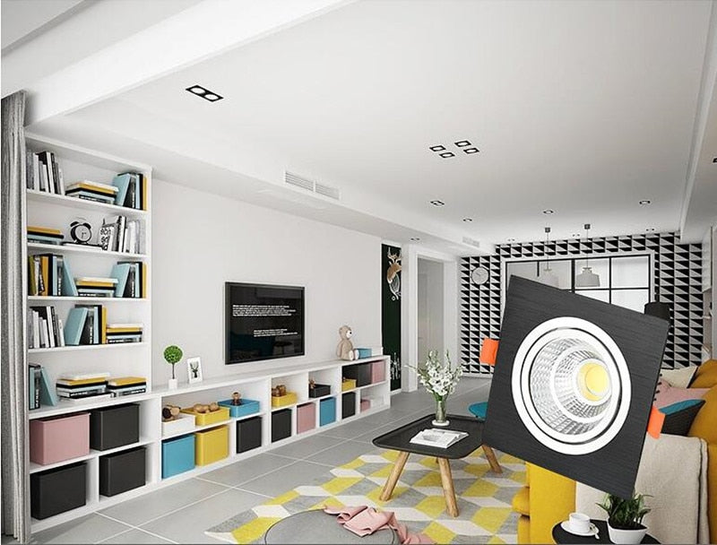 Square Dimmable Ceiling Recessed LED Downlight Ceiling Lamp 4 Types 9W 12W 15W AC85-230V LED COB Spot Light Indoor Lighting