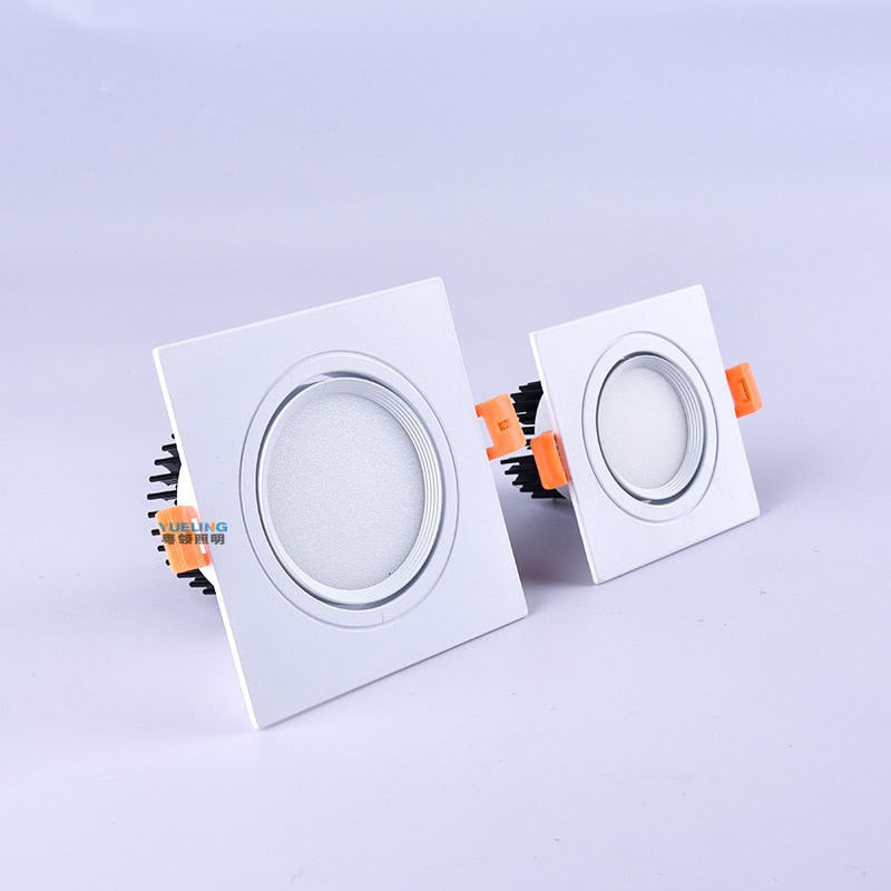 Square Dimmable Ceiling Recessed LED Downlight Ceiling Lamp 4 Types 9W 12W 15W AC85-230V LED COB Spot Light Indoor Lighting