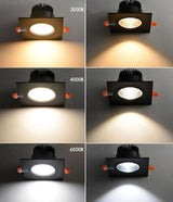 Square Dimmable Ceiling Recessed LED Downlight Ceiling Lamp 4 Types 9W 12W 15W AC85-230V LED COB Spot Light Indoor Lighting