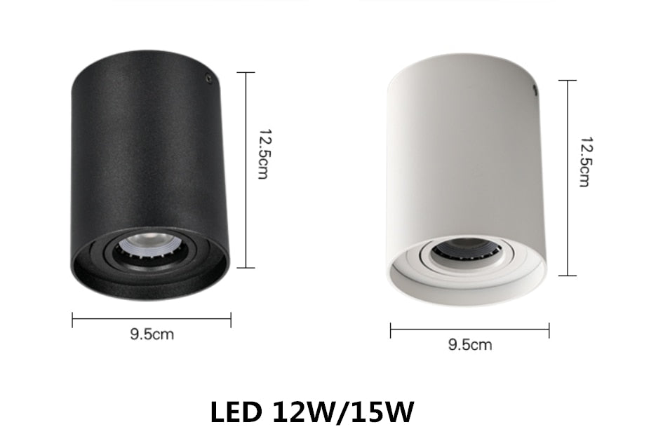 Surface Mounted Ceiling Downlight with 7W 9W 12W 15W GU10 Bulb Replaceable LED Spot Light AC85-265V Warm/Natural/Cold White