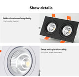 Double square Dimmable Led downlight light COB Ceiling SpotLight 14W 20W 24W 30 WLED ceiling recessed Lights Indoor Lighting