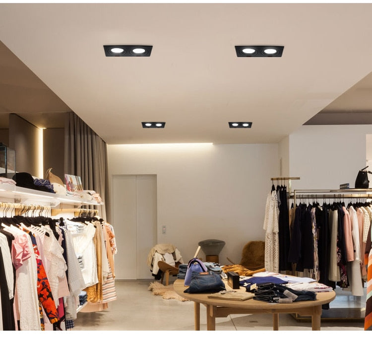 Double square Dimmable Led downlight light COB Ceiling SpotLight 14W 20W 24W 30 WLED ceiling recessed Lights Indoor Lighting