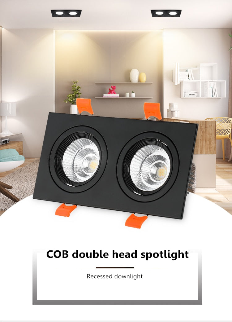 Double square Dimmable Led downlight light COB Ceiling SpotLight 14W 20W 24W 30 WLED ceiling recessed Lights Indoor Lighting