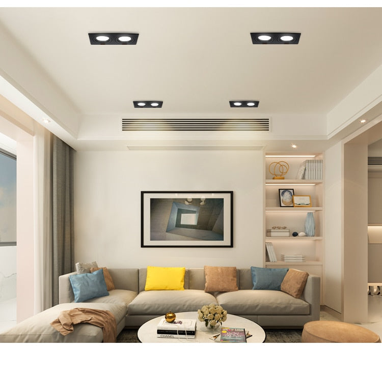 Double square Dimmable Led downlight light COB Ceiling SpotLight 14W 20W 24W 30 WLED ceiling recessed Lights Indoor Lighting