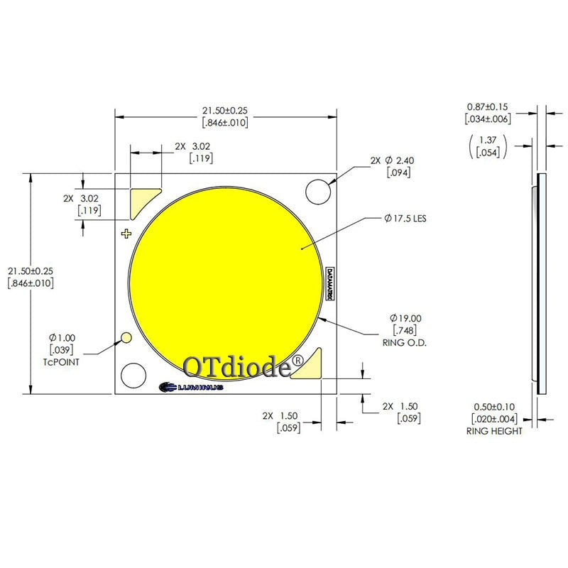 LED 2pcs Luminus CXM-18 ceramics COB 90W high power led lamp beads 3000K Warm white light Street lamp wick Downlight source
