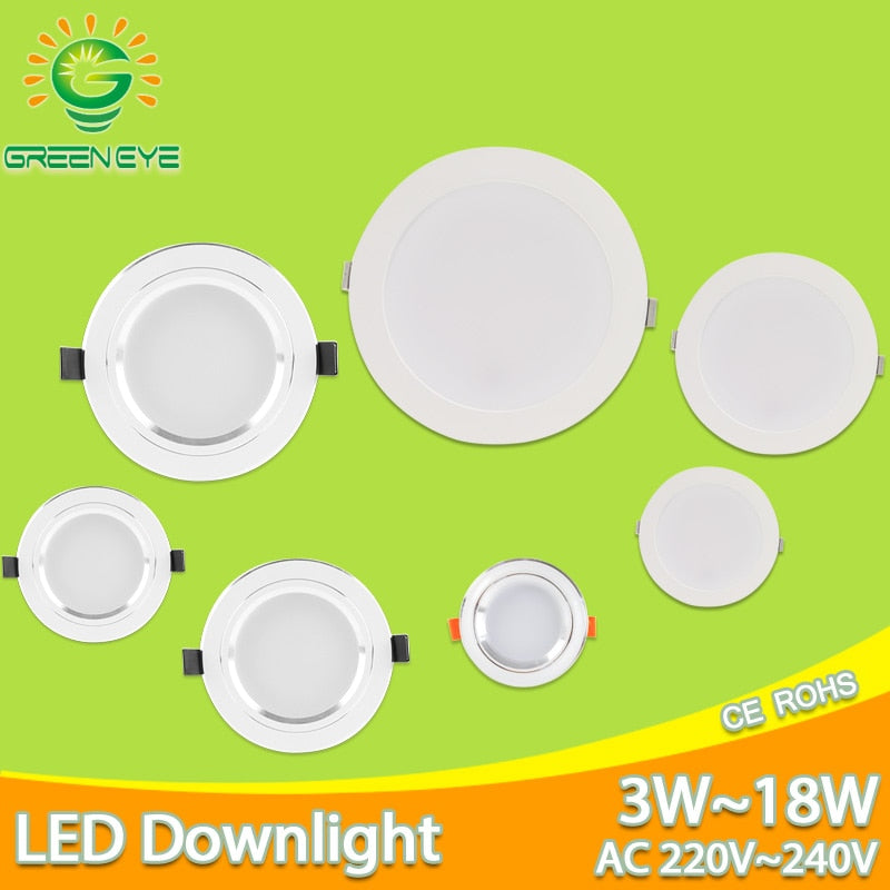 Silver White Ultra Bright LED Downlight 3w 5w 10w 15w Thin Round LED Ceiling Recessed Spot Light AC85~240v Down Light Cold Warm