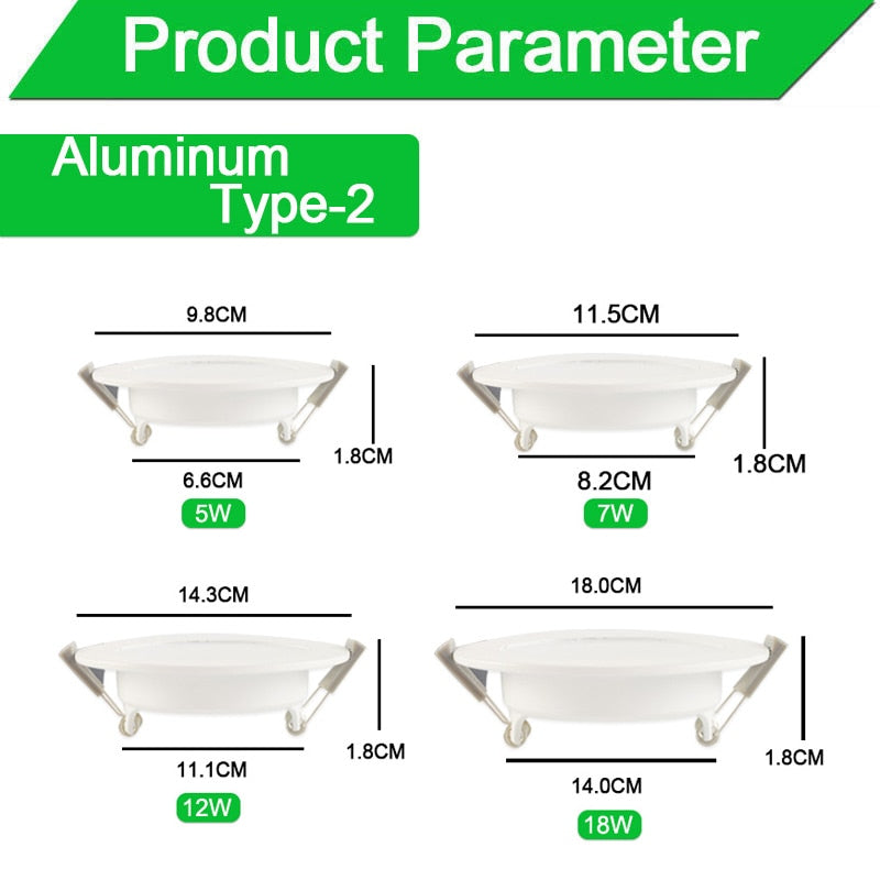 Silver White Ultra Bright LED Downlight 3w 5w 10w 15w Thin Round LED Ceiling Recessed Spot Light AC85~240v Down Light Cold Warm