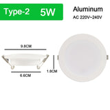 Silver White Ultra Bright LED Downlight 3w 5w 10w 15w Thin Round LED Ceiling Recessed Spot Light AC85~240v Down Light Cold Warm