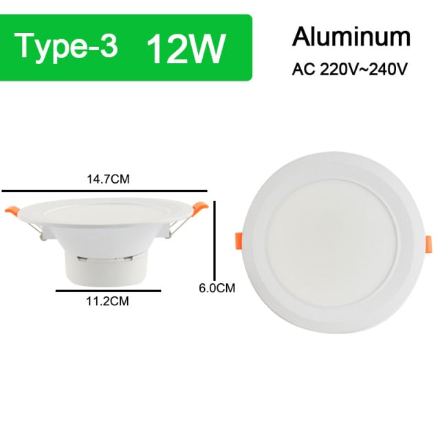 Silver White Ultra Bright LED Downlight 3w 5w 10w 15w Thin Round LED Ceiling Recessed Spot Light AC85~240v Down Light Cold Warm