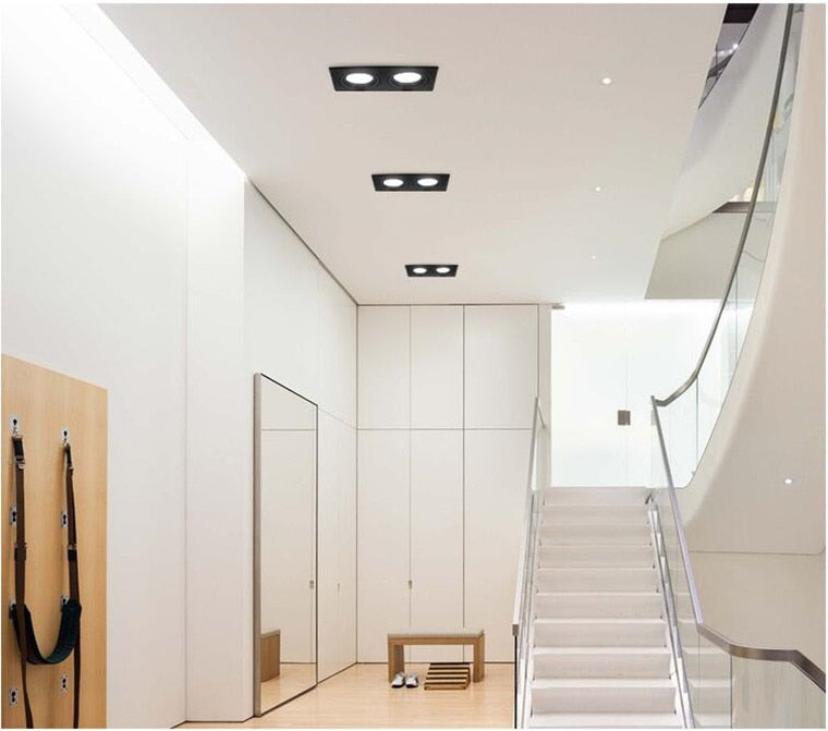 Square Dimmable Recessed COB LED Downlights 5W 7W 9W 12W 18W LED Ceiling Spot Lights AC85-265V LED Ceiling Lamps Indoor Lighting