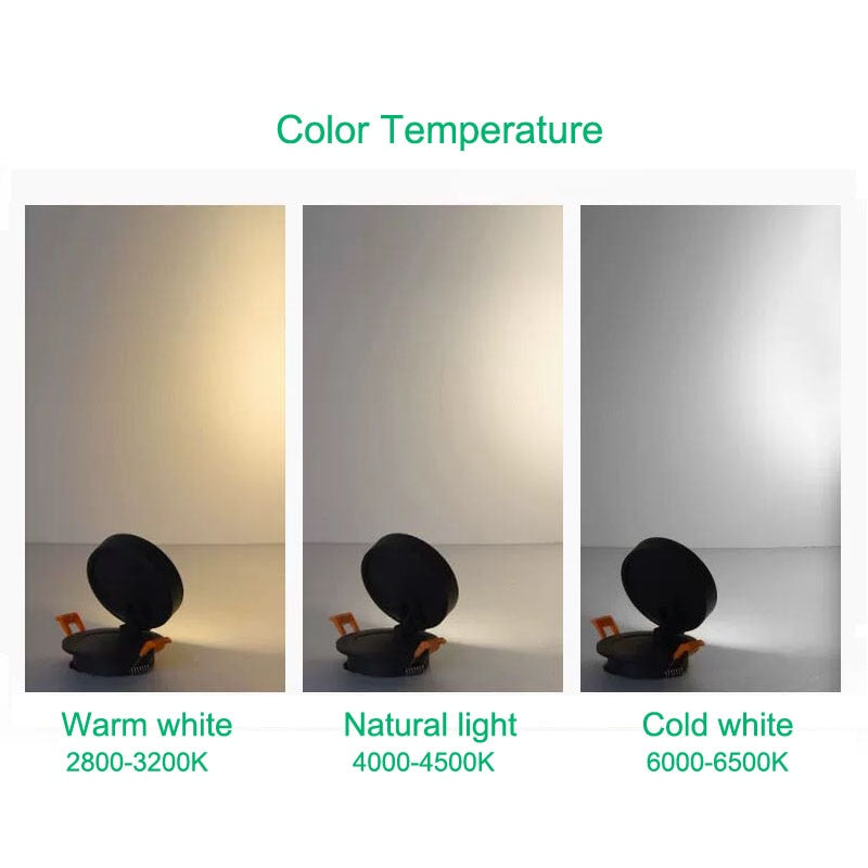 Dimmable LED downlight COB ceiling light spotlight 3W 5W 7W 10W 12W embedded 360 degree rotatable foldable AC85-265V