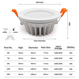 Round IP65 Led Downlight Waterproof Recessed Ceiling Lamp Indoor Led spot Lamp 5W 7W 9W 12W 15W SMD LED Chip Hight Brightness