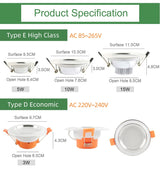 Kaguyahime LED Downlight 3W 5W 9W 15W 18W Silver White Ultra Thin Downlight AC110V 220V 240V Round Recessed LED Spot Lighting